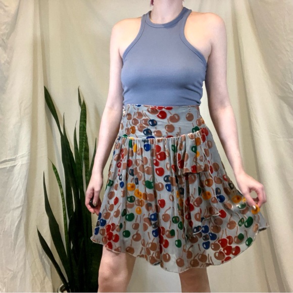 Free People Dresses & Skirts - Vintage Y2K 2000s Free People Burnout Velvet Cherries Gathered Skirt